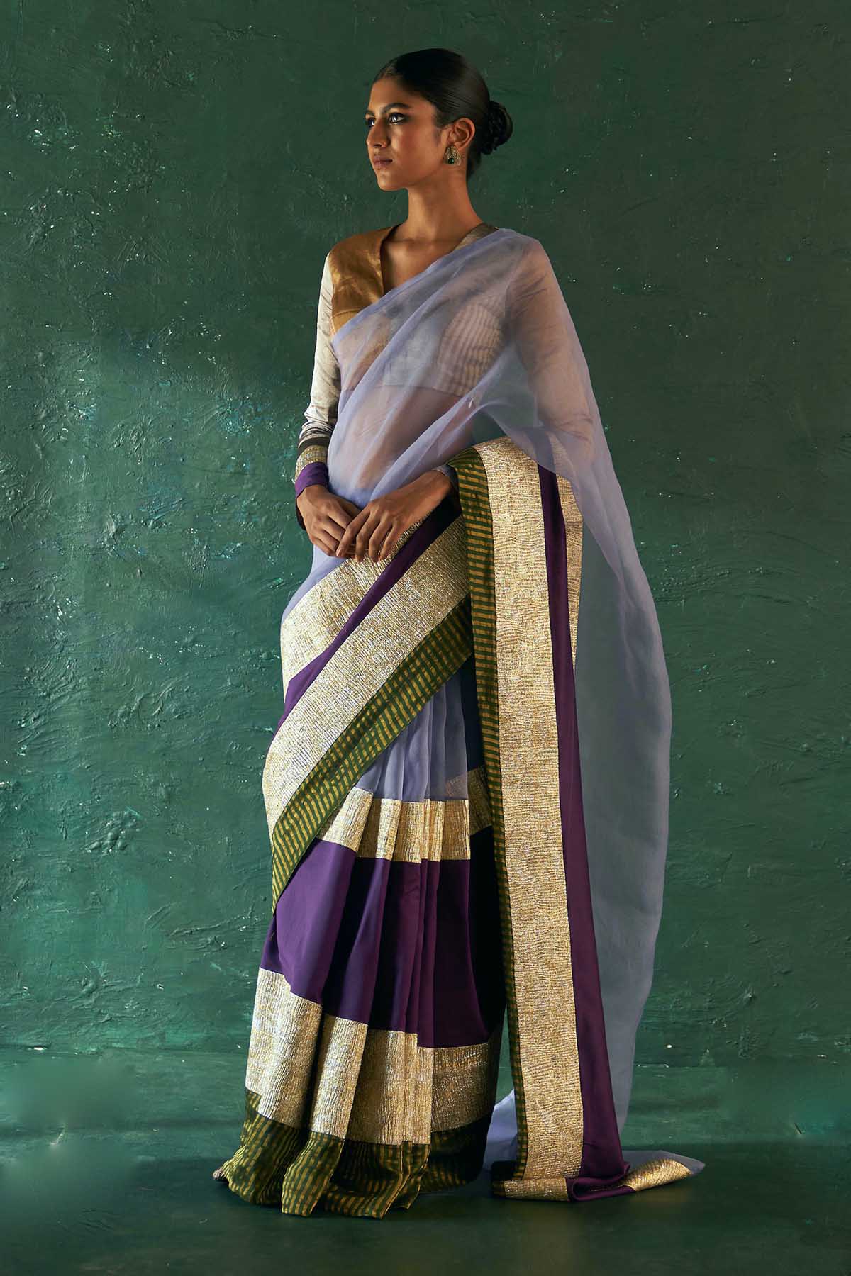 Buy Purple Gota Work Saree & Blouse Online